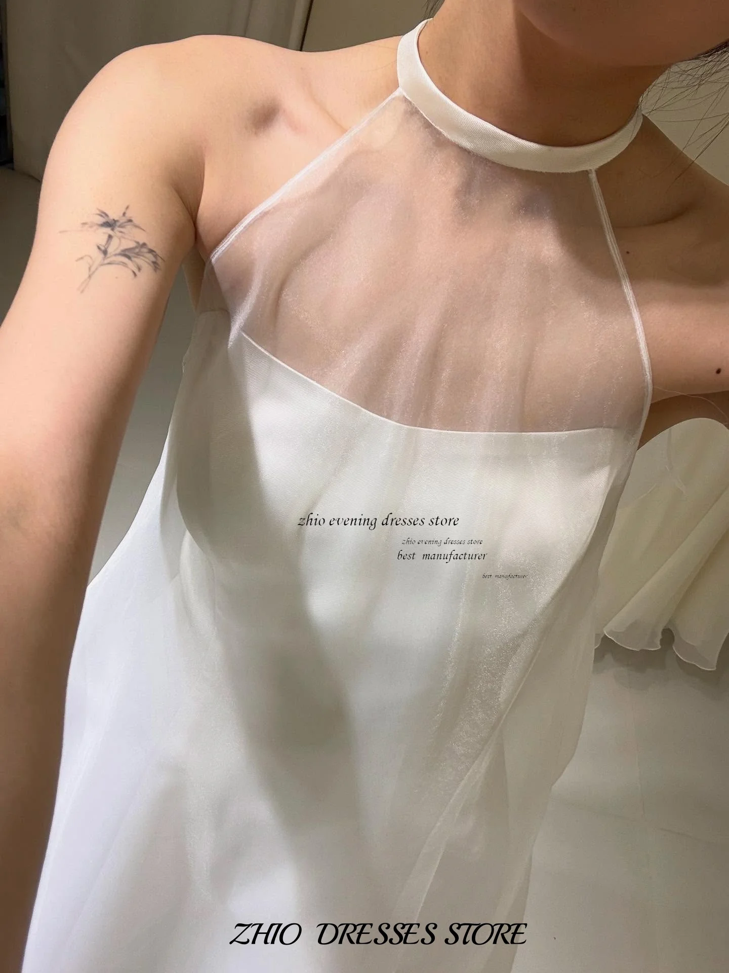 ZHIO Customized Off Shoulder Korea Wedding Dresses Strapless Tulle A Line Bridal Gown Elegant Long Women Photo Shoot 웨딩드레