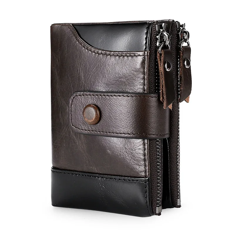 

Men's wallet short genuine leather men's wallet multi-function cowhide coin purse RFID anti-theft brush multi-card wallet