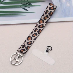Coffee Leopard Anti-lost Wristlet Phone Keychain Teacher Lanyard Car Key Chains Hand Wrist Key Holder Key Ring Women Gift