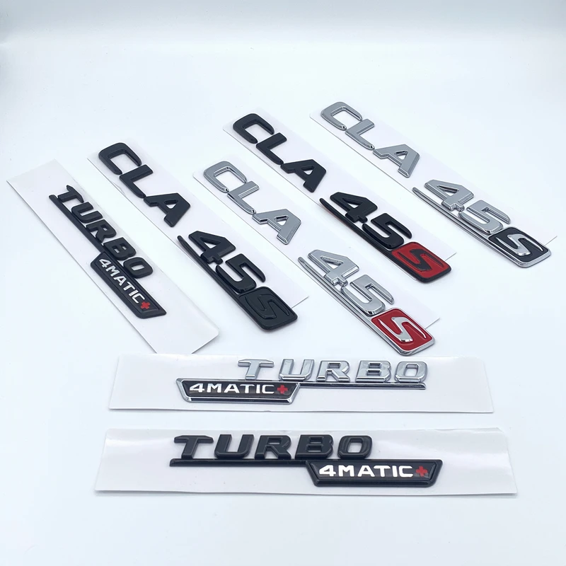 

3D Chrome Black Letters Number CLA45 CLA45S Turbo 4Matic Emblem For C118 W117 Series Car Trunk Sticker Badge Accessories
