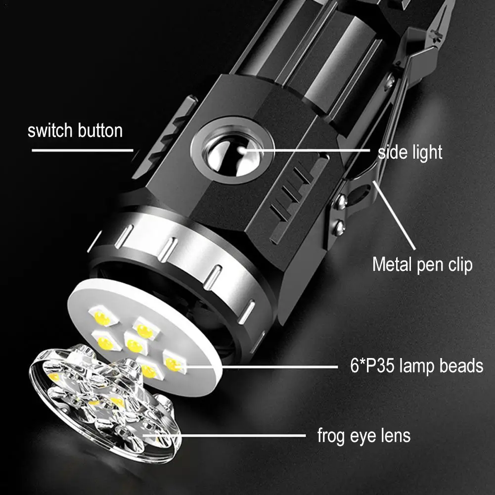 

Mini LED Flashlight Highlight Torch Multi-core Light Source Rechargeable Hiking Camping Multiple Lighting Modes Light