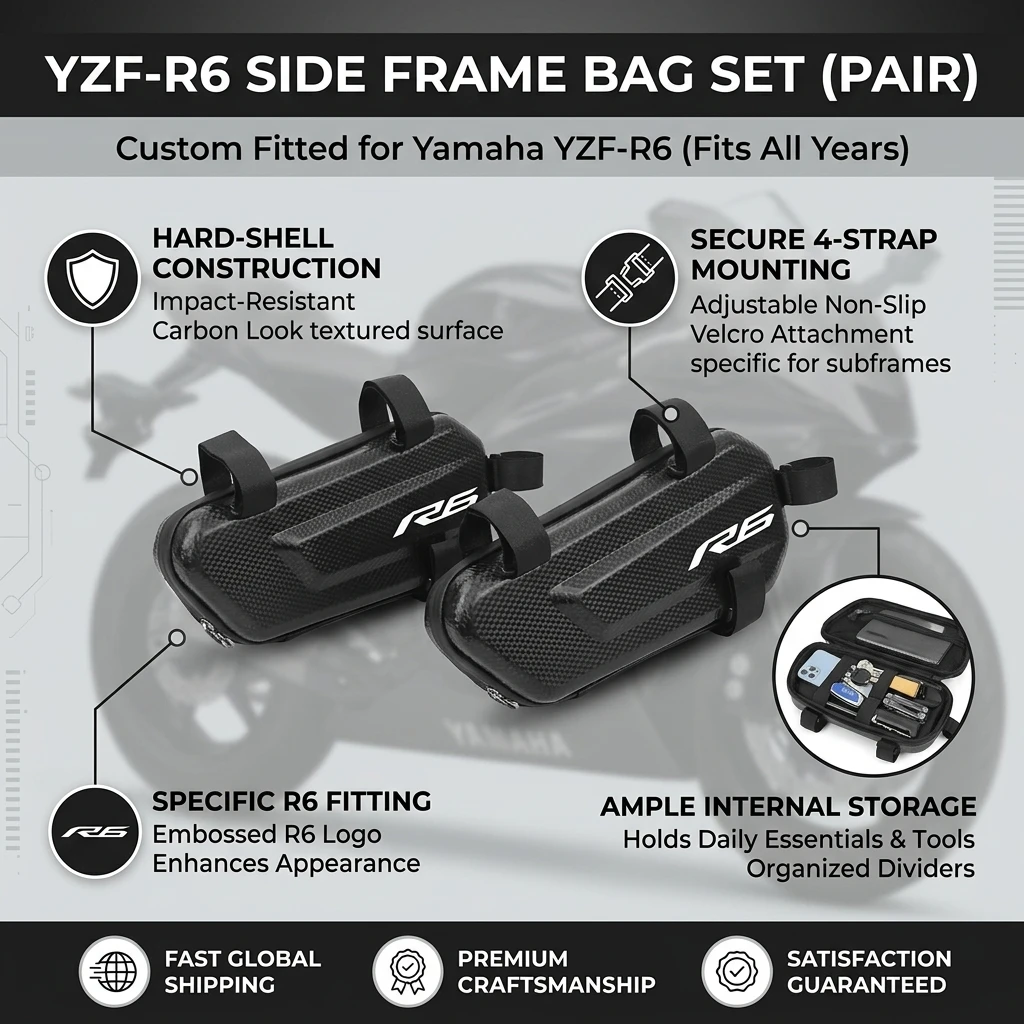 EVA Hard Shell Thickened Fabric Motorcycle Storage Bag Side Bag With LOGO For YAMAHA YZFR6 YZF R6 2011 2012 2013 2014 2015