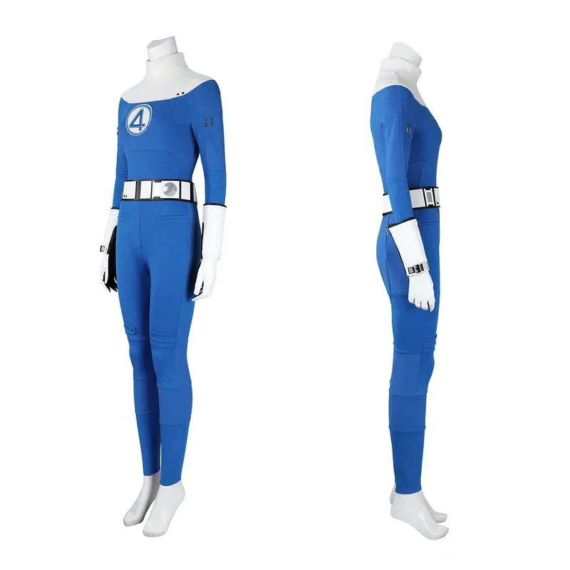 

qq273Movie Fantastic Cosplay Four Superhero First Steps Invisible Susan Storm Richards Costume Tight Jumpsuit ShoesHalloween Par