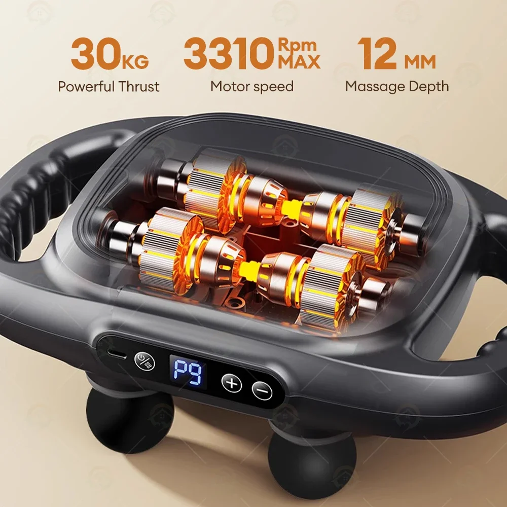 2025 6 Head Grade 9 Deep Tissue Fascia Legs Waist Back Hips Whole Body Muscle Pain Relief Advanced Massage Gun Professional