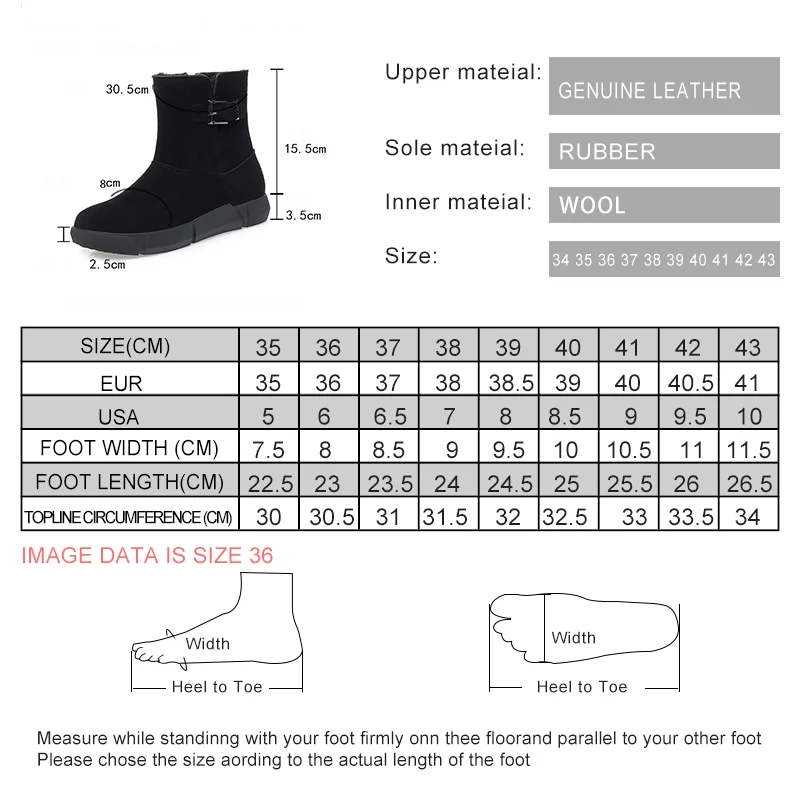 DIMANYU Snow Boots Female Genuine Leather 2024 New Wool Warm Women's Boots Round Head Large Women's Winter Boots