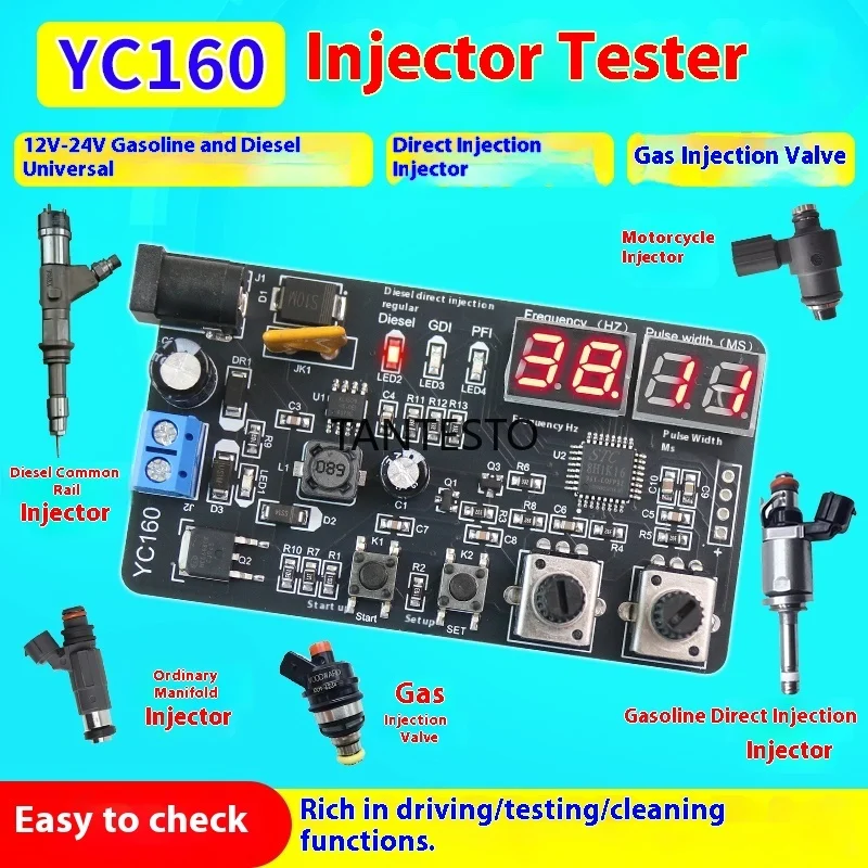 AM-YC160 نوع بسيط للسيارات شاحنة حاقن الوقود تستر مجلس يمكن اختبار تردد عرض النبض 12-24 فولت #1