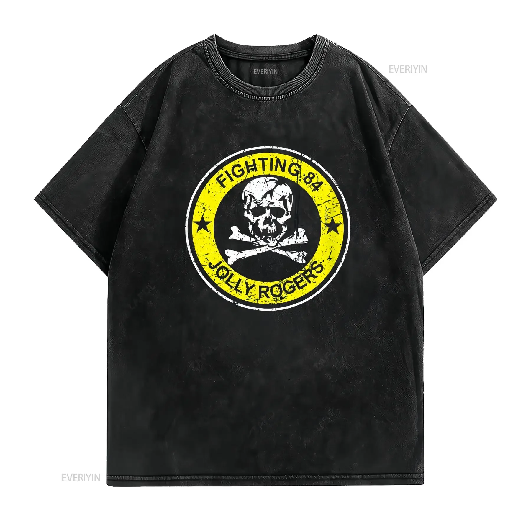 NEW LIMITED Fighter Squadron 84 VF Jolly Rogers T Shirt vintage Washed Slightly designer clothes Versatile Comfortable graphic