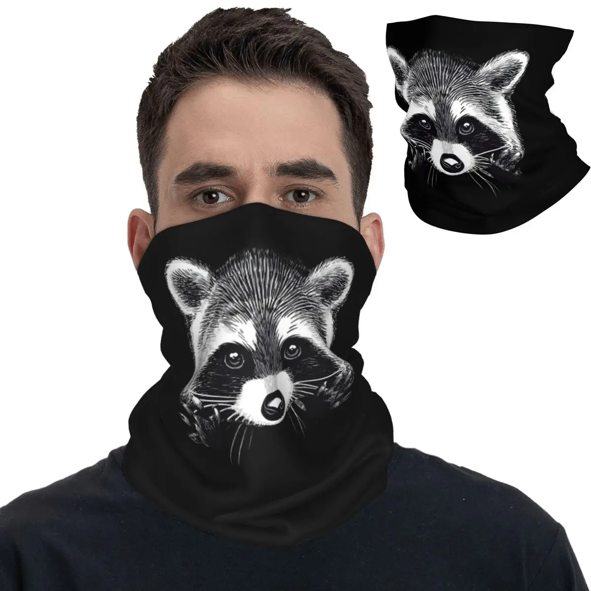 Cute Raccoon Bandana Neck Cover Printed Trash Panda Balaclavas Face Scarf Warm Headwear Outdoor Sports Unisex Adult Winter