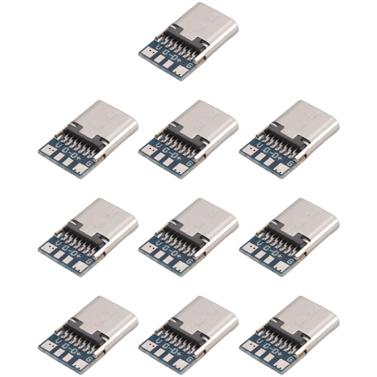 10 Pcs USB 3.1 Type C Connector 14 Pin Female Socket Receptacle Through Holes PCB 180 Vertical Shield USB-C1