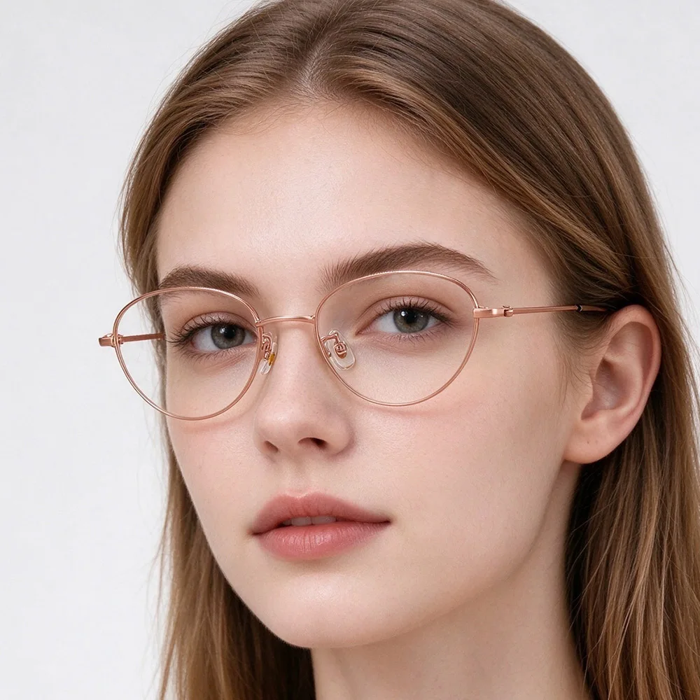 EYELUYAN High-quality Titanium Women's Cat Eye Glasses Ultra Light Fashion Retro Eyewear Simple Optical Eyeglasses Frame 81018