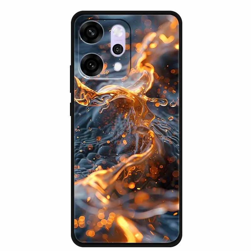 Cartoon Case For OPPO Reno 14 Pro Soft Silicone Phone Cover Funda For OPPO Reno14Pro Black TPU Protective Coque Back Marble Para
