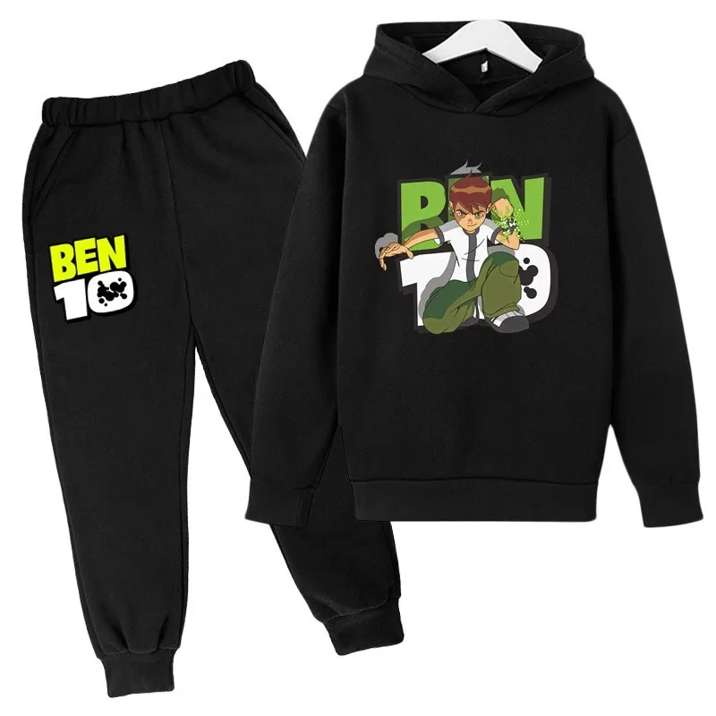 Ben Tennyson 10 Kids Spring Autumn 2Pcs Cartoon Print Casual Hoodie+Pants Tracuits 2-13 Years Boys Girls Outfits Children Sets