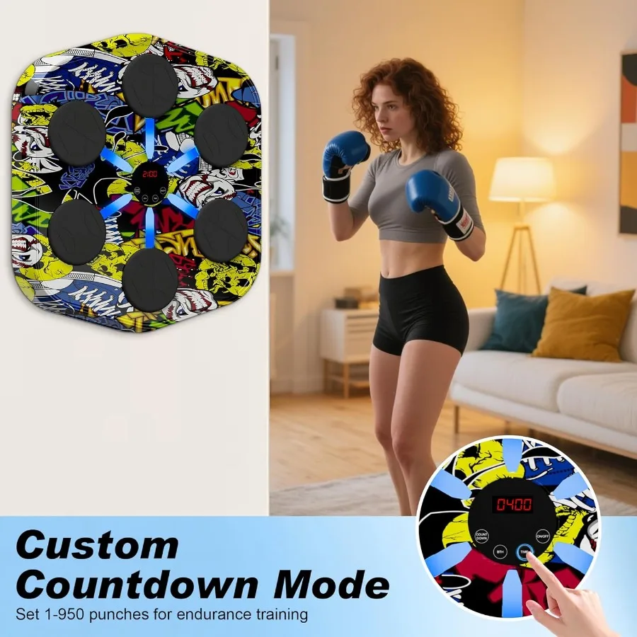 Wall Mounted Music Boxing Machine for Adults and Bluetooth Smart Boxing Trainer with Electronic Target for Home Gym Interactive