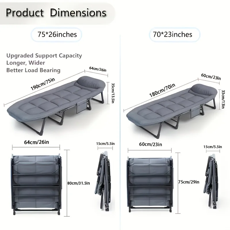 American Folding Single Bed，Suitable for Lunch Break，Adult Office Use，Simple Style，Lightweight Multifunctional Companion Bed