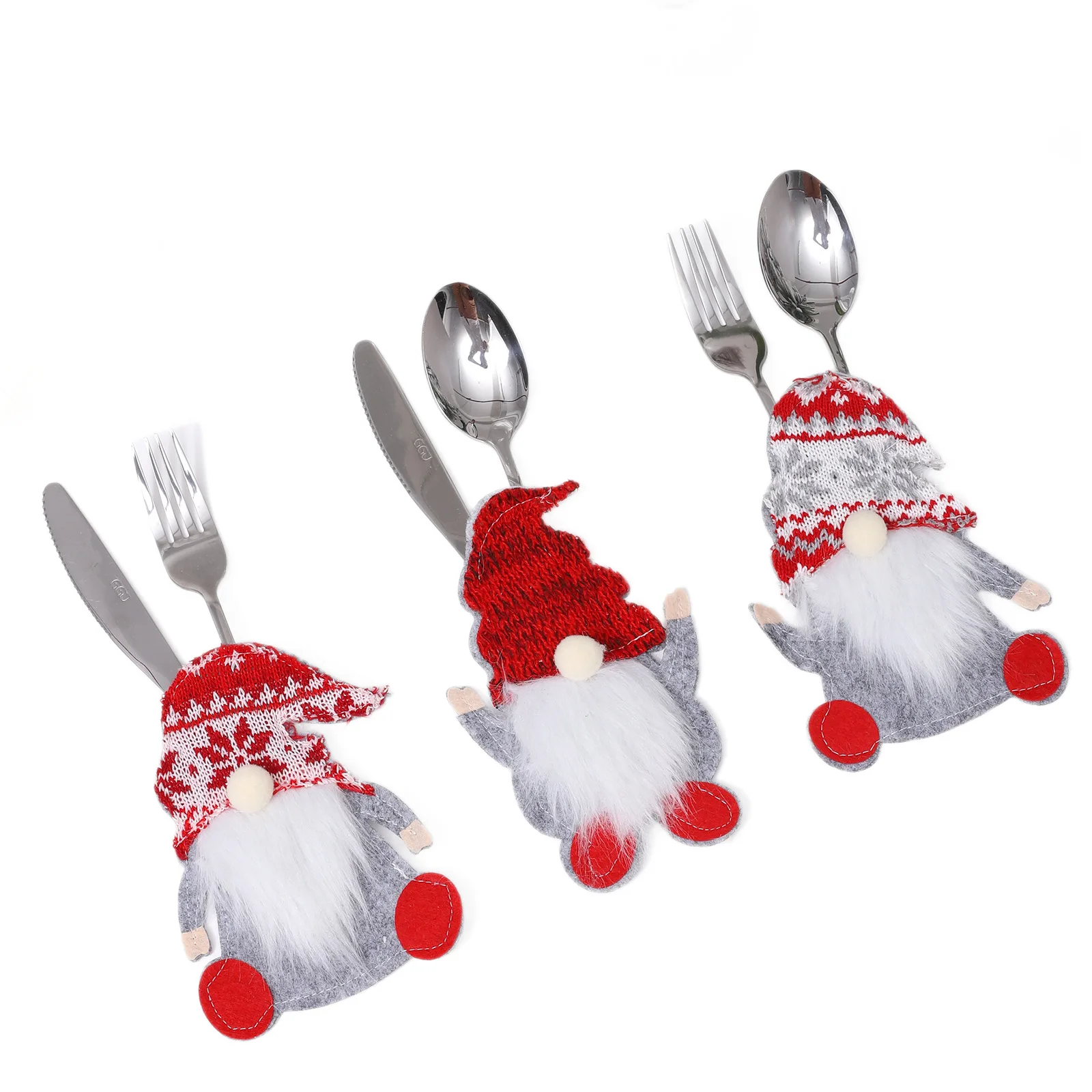 Nieuwe kerstvakantie decoratie bestekset, gezichtsloze bestekset voor oude mannen, 3D kabouterbestekset