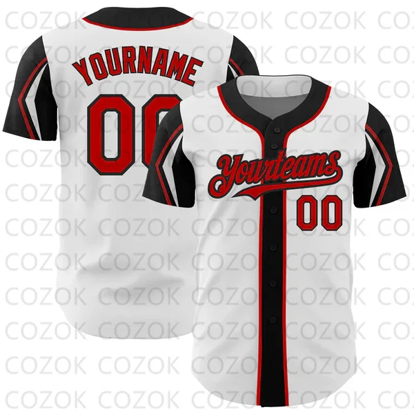 Custom Wit Serie Patroon Honkbal Jersey Mannen En Vrouwen Shirt 3d Bedrukt Shirt Team Shirts Hiphop Unisex Tops