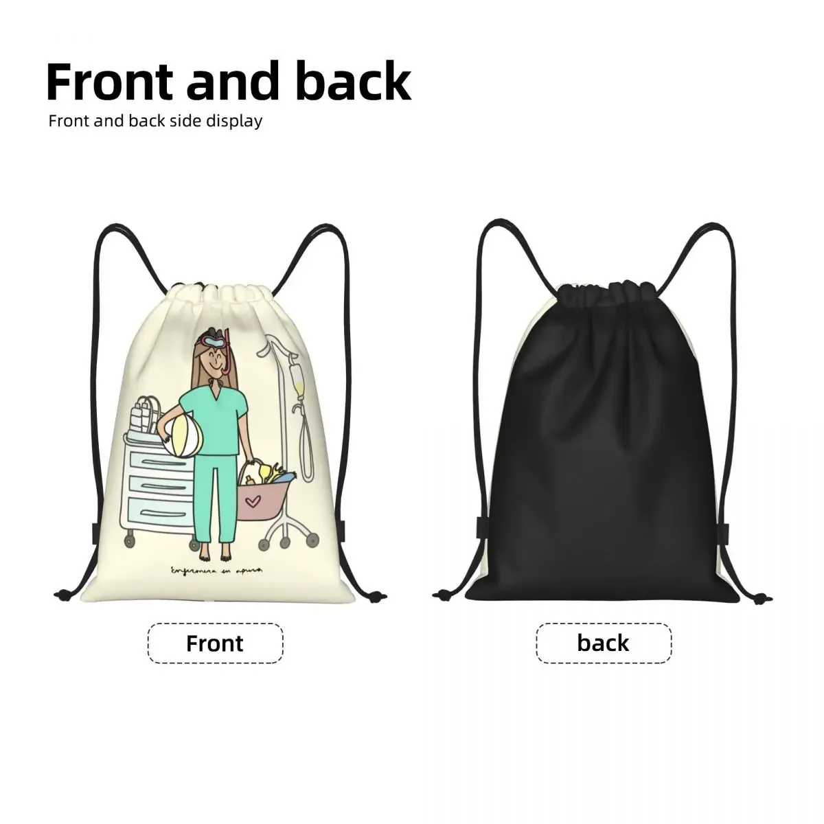 Enfermera En Apuros Doctor Nurse Medical awstring Bag Women Men Portable Gym Sports Sackpack Training Backpacks