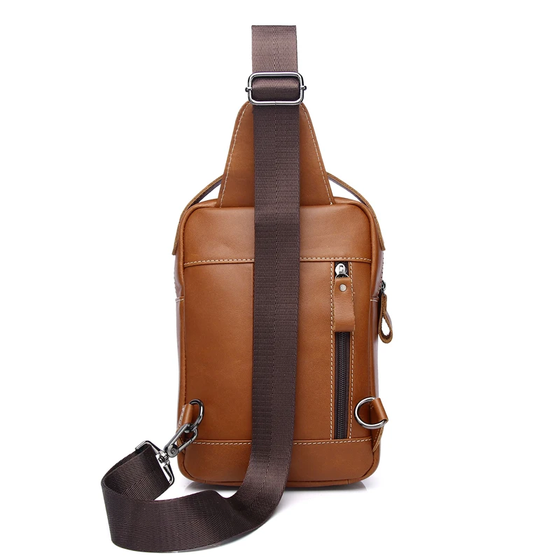 SCHLATUM Men Leather Crossbody Bag Casual Brand Designer Fashion Chest Bag Large Capacity Business Shoulder Bag