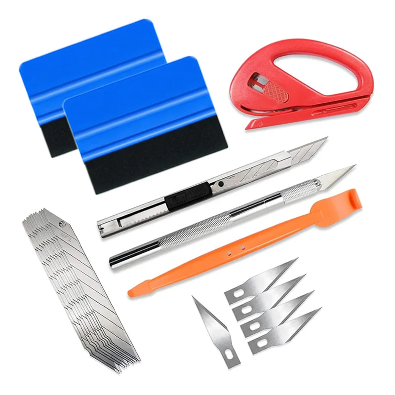 21Pcs Car Vinyl Wrap Tool Kit Window Tint Film Tool Felt Squeegee Magnetic Wrap Stick Utility Knife Blade for Vinyl Installation