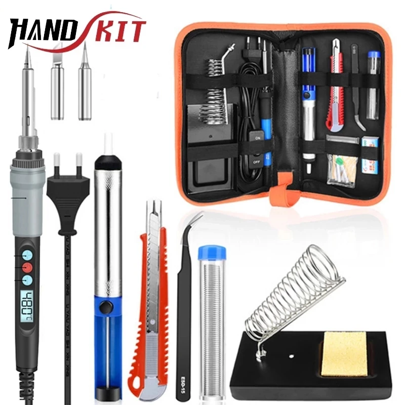 90W Electric Soldering Iron Set Utility Knife Vacuum Tin Sucker Kit Auto Sleep Digital Solder Iron Protable Repair Welding Tools