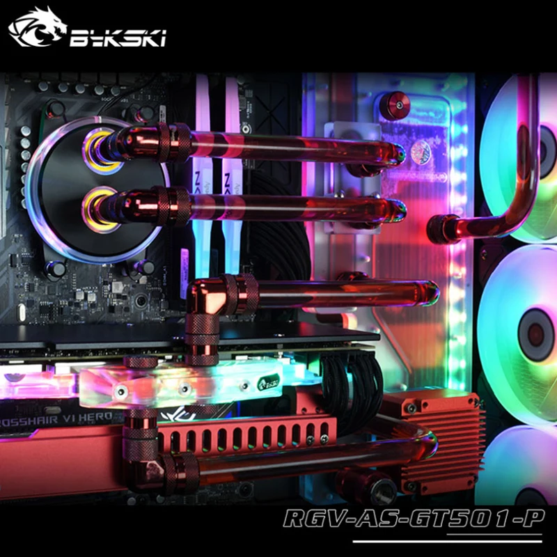 Imagem -05 - Bykski Acrílico Placa de Canal Água Kit Solução para Asus Tuf Gaming Gt501 Computador Case para Cpu Gpu Bloco Suporte Ddc Bomba Rgb