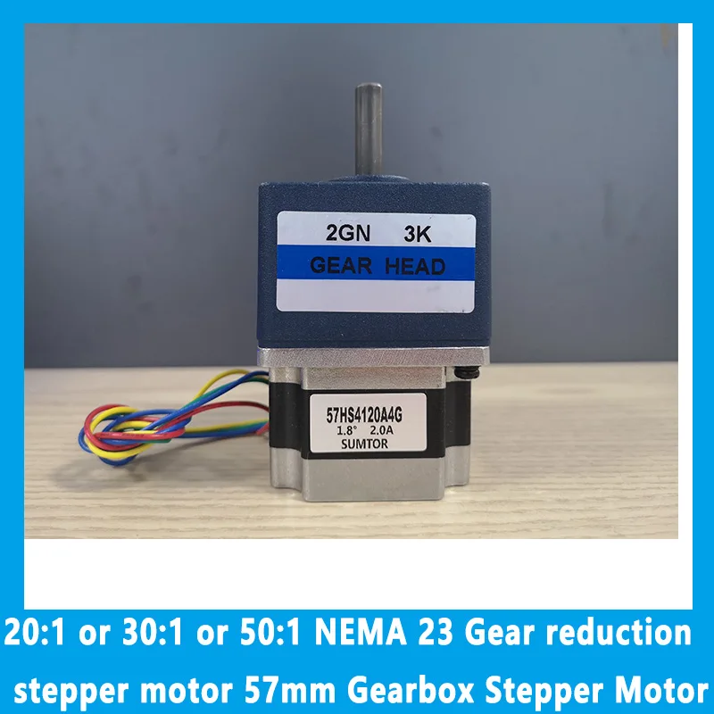 20:1 or 30:1 or 50:1 NEMA 23 Gear reduction stepper motor 57mm Gearbox Stepper Motor Length 41mm 0.55N.m 2A