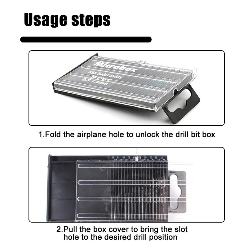 Full Grinding Mini Twist Drill 0.3-1.6mm 20PC Set Woodworking Plastic PVC Circuit Board Micro Drilling Tool