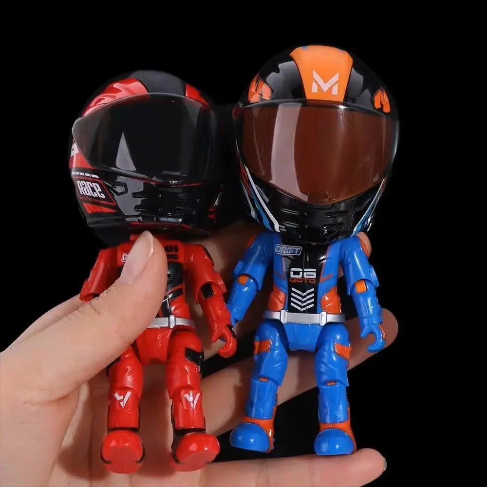 1PC Deformation Helmet Simulated Motorcycle Rider Doll Action Figure Movable Limbs Transform Motorcycle Toy Cool Alloy