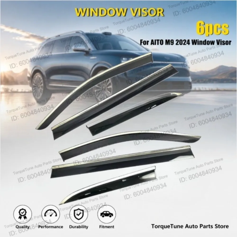 

6PCS In Channel Premium Direct Fit Easy Installation Durable Window Visor Wind Deflector Rain Guard For AITO M9 2024