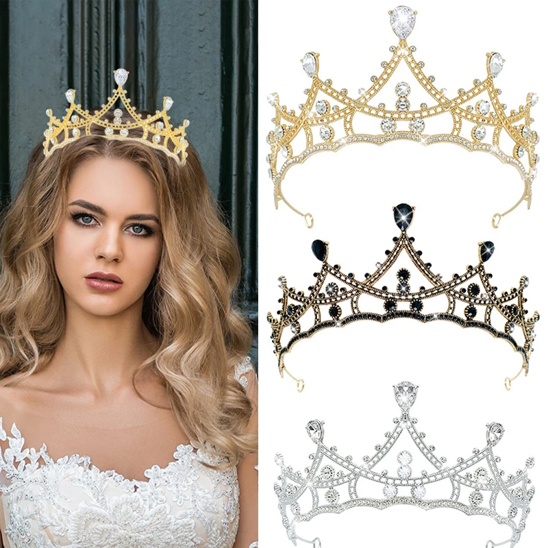 1 قطعة أنيقة فاخرة الفتيات كريستال تاج الزفاف موضة جديدة العروس الملكة رباطات الشعر مجوهرات اكسسوارات حفلة عيد ميلاد #1