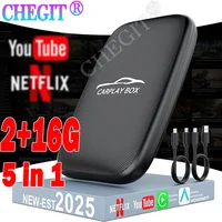 5 en 1 Carplay Smart Ai Box Android Auto adaptador Carplay inalámbrico reproductor Multimedia de coche Carplay conexión automática para YouTube Netflix