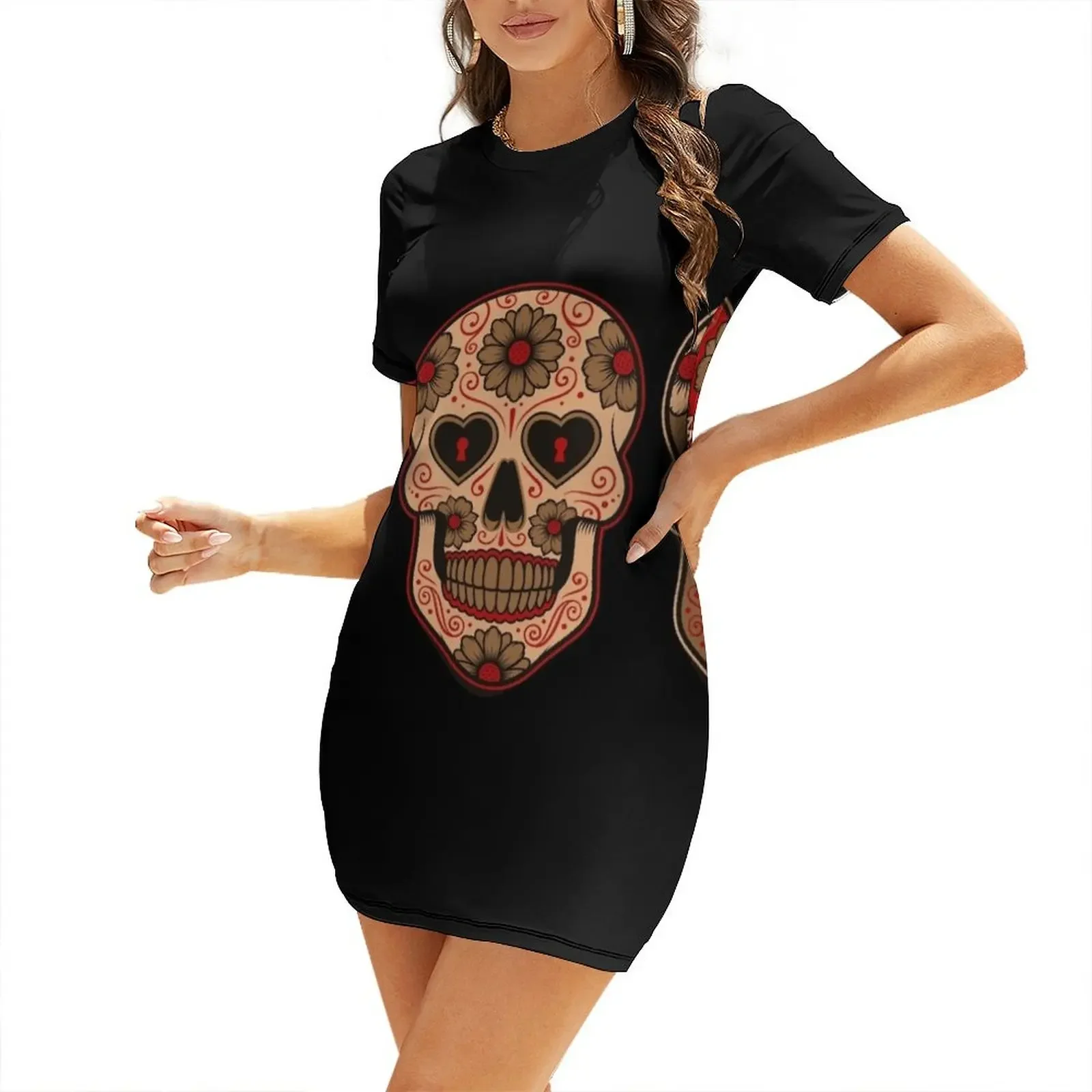 

Set of Mexican sugar skulls Short-Sleeved Dress beach dresses dresses summer woman 2025 birthday dress for women Dress