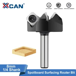 XCAN Milling Cutter CNC Spoilboard Surfacing Router Bit 8mm 1/4 Shank Carbide Insert Wood Planer Bit Flycutter for Woodworking