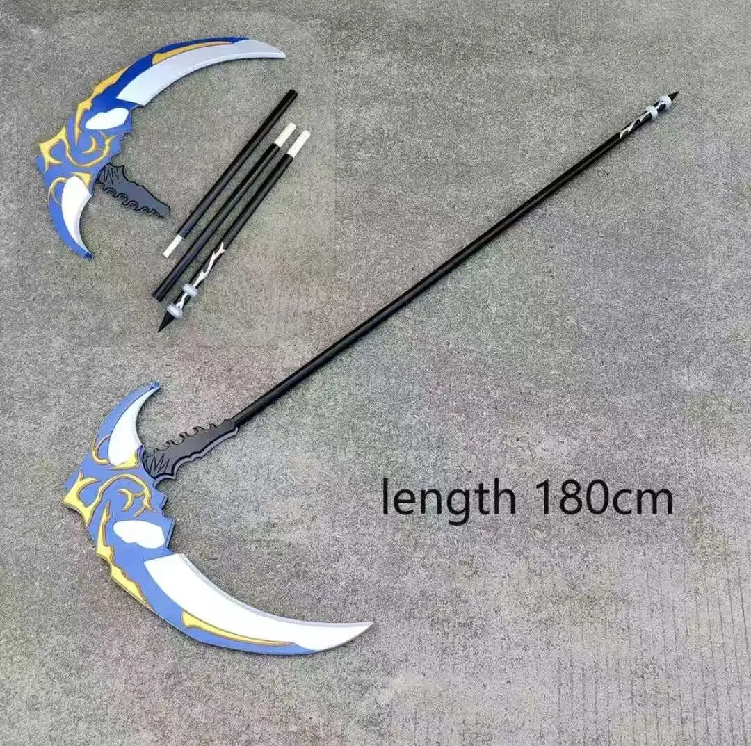 Longitud 180cm Argalia hoz armas juego biblioteca de Ruina Cosplay Prop Halloween Navidad fiesta disfraz Accesorios