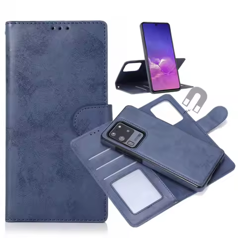 Retro Leather Wallet Case For Samsung Galaxy S21 Ultra S22 S23 Plus S20 FE Note 20U A52 A73 A81 Magnetic Detachable Flip Cover
