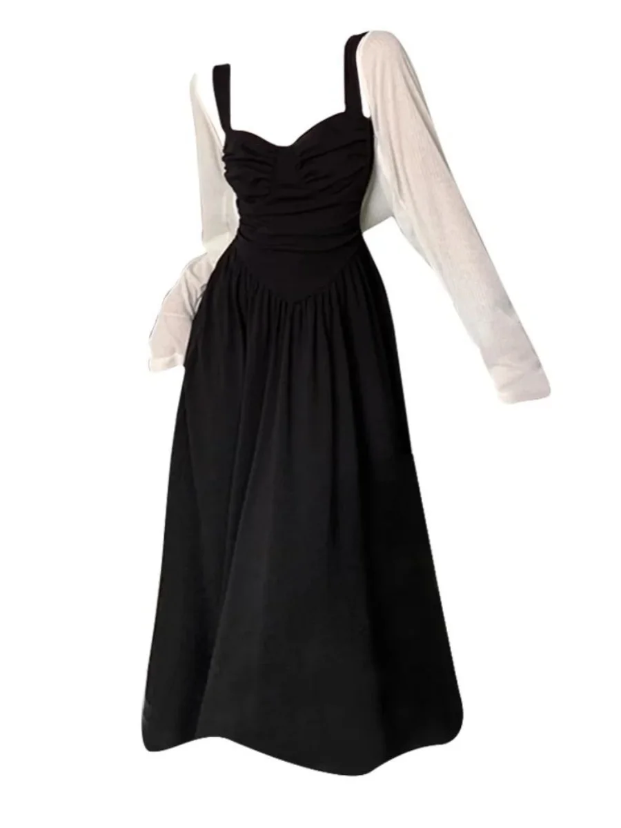 

plus Size Women's Bla Strapl Dr Summer New Sle Slimming Long Skirt Faionable Set Casual Wear for Young Women
