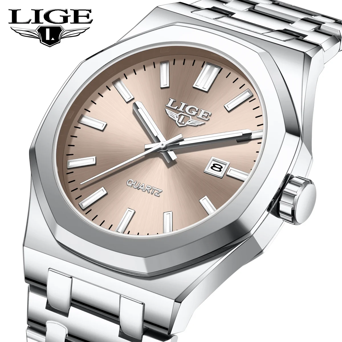 

LIGE Luxury Quartz Business Wristwatch Classic Luminous Man Watch Fashion Calendar Waterproof Stainless Steel Watches for Men