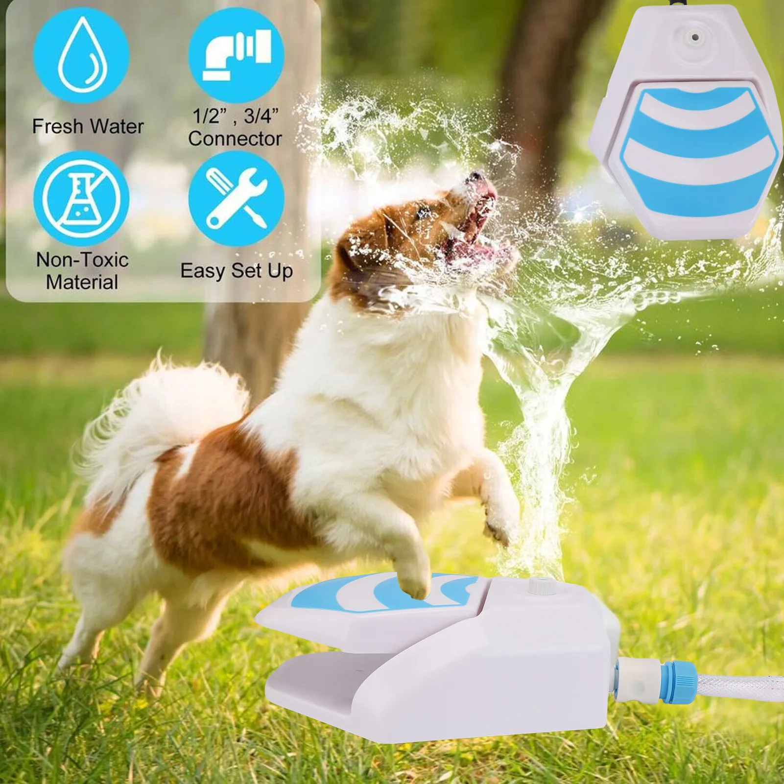 Fonte de água com pedal para cães, fonte de água com passo para cães, grande capacidade, água potável ativada para atividades ao ar livre