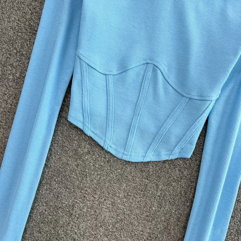 Chic Skinny Irregular Tshirt Sexy Ribbed Slim T Shirt Korean Fashion Tees  Long Sleeve High Waist Women Spring Autumn Crop Top