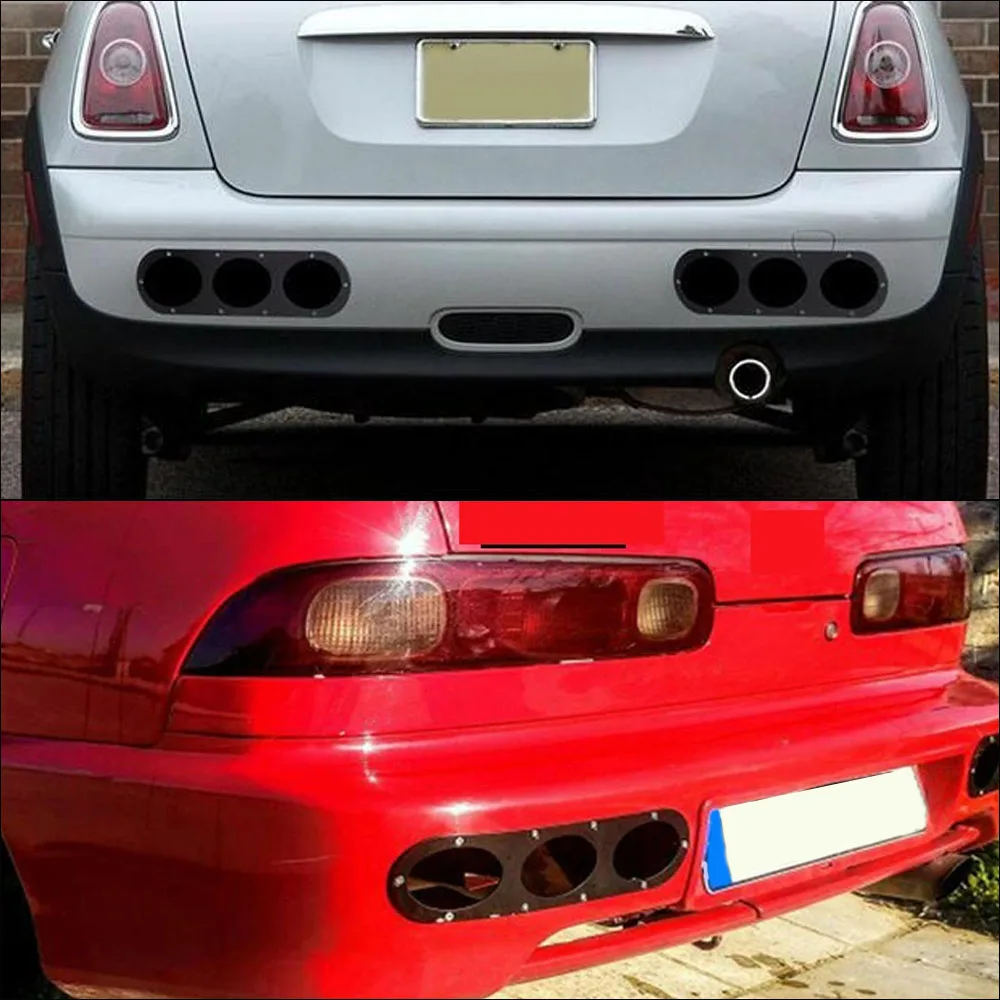 Universal Rear Bumper Diffuser Panel 2Pcs Aluminum Air Diversion Baffle With Three Round Holes Black