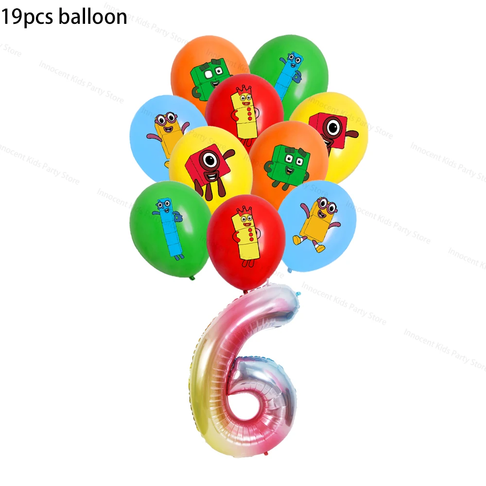 Number Building Blocks Birthday Party Decorations Cup Plate Napkin Tablecloth Banner Balloon for Kids Baby Shower Supplies Gifts image 3