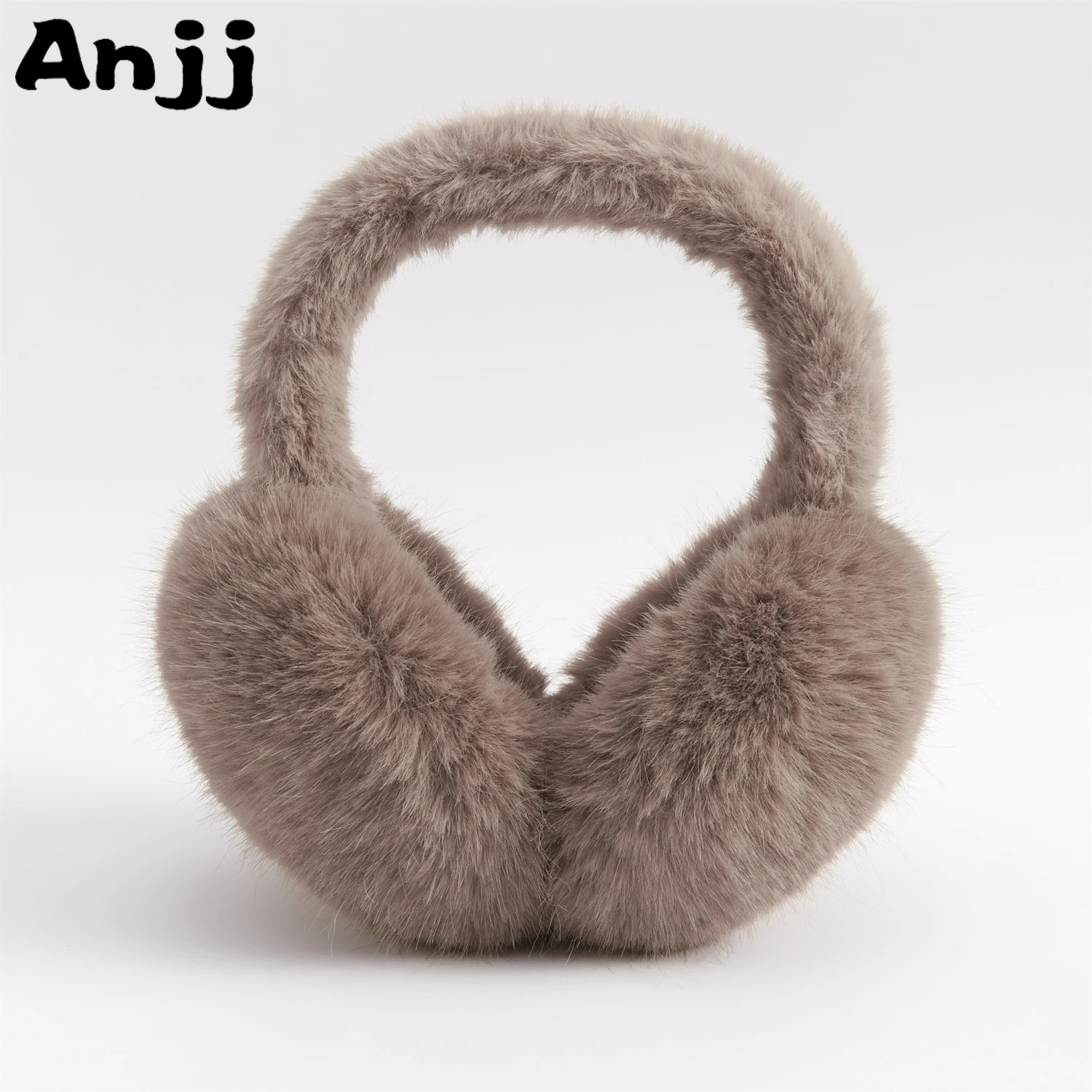 Anjj Cute Bear Brown Earmuffs 2024 Winter New Popular Thickened Plush Imitation Rabbit Fur Ear Muffs for Family Member Gifts