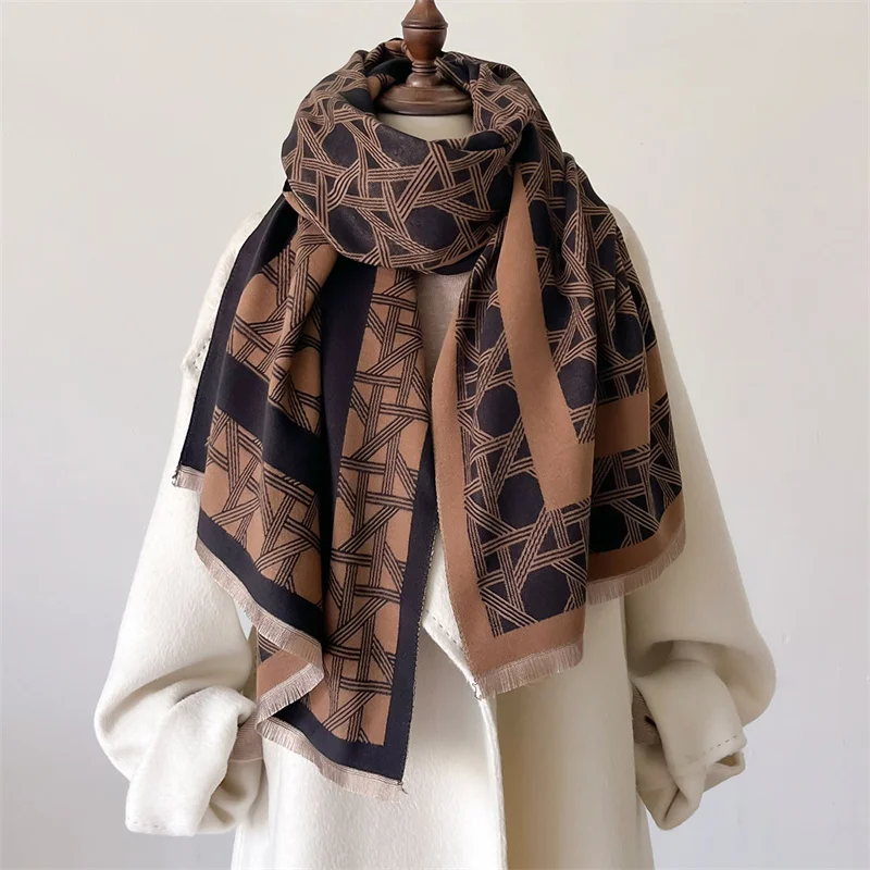 NEW Winter Scarf Mature Elegant Luxury Brand Dot Cotton Shawl Windproof and Warm Women's Scarf 2024