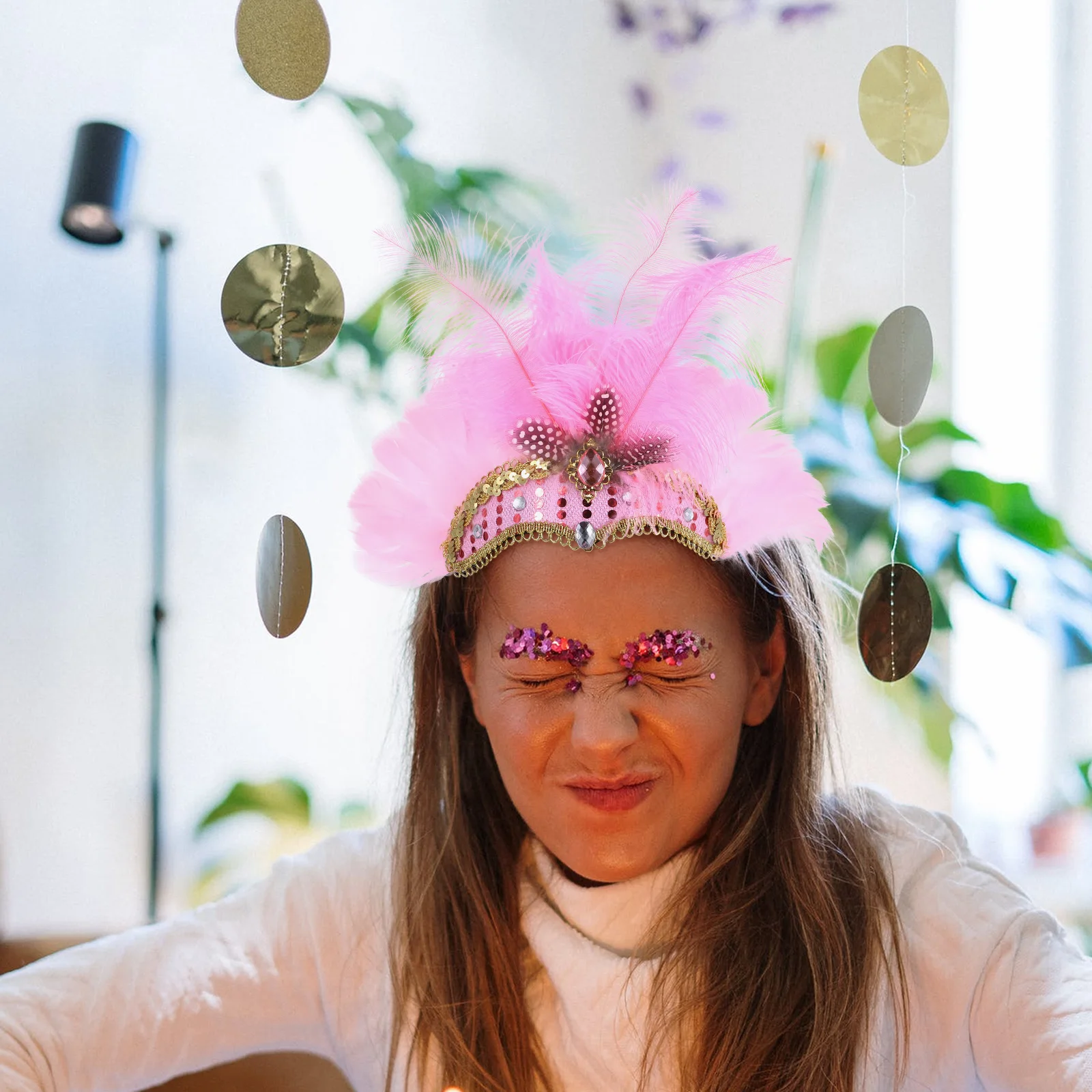 

Нарядный головной убор ярких цветов для вечеринок, карнавалов, косплея, сценических выступлений, декоративная повязка на голову