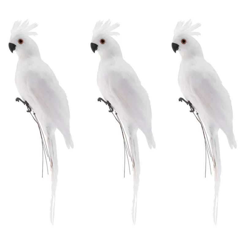 ABBN-3Psc 35cm espuma pena arara gramado decoração falso animal pássaro jardim adereços decoração simulação papagaio manual