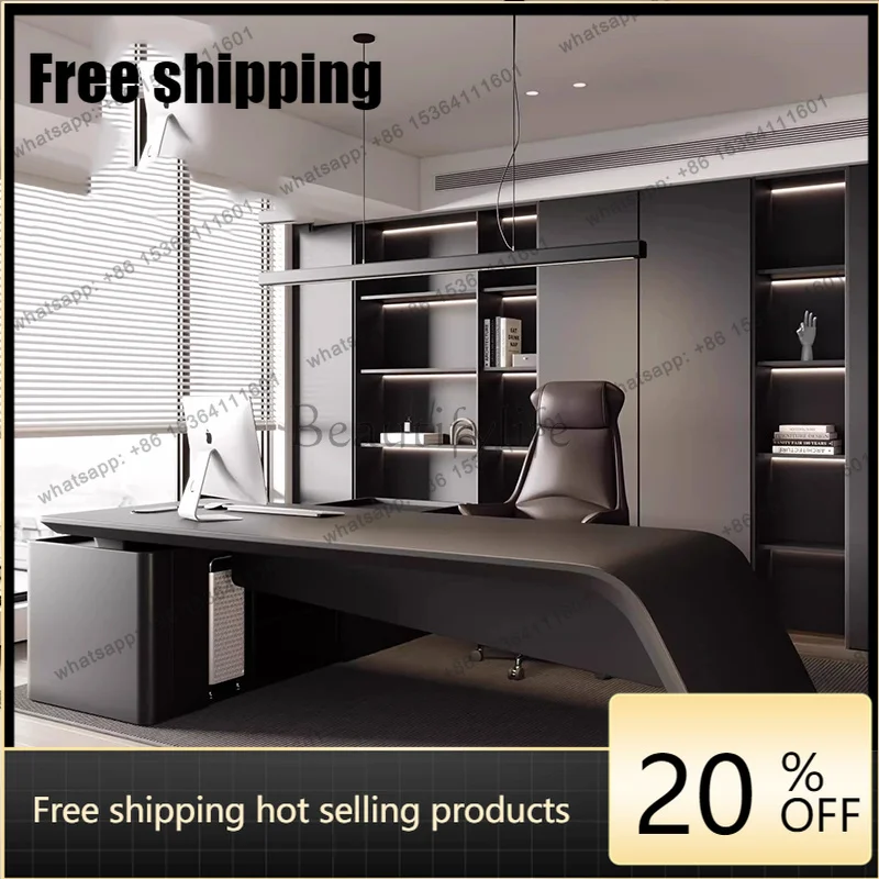 

X4 Long Executive Office Desk Modern Wooden Luxury Storage Reception Office Desk Aesthetic Display Escrivaninha Trendy Furniture