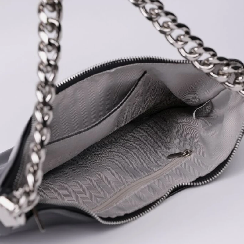 Women\'s Chain Underarm Bag High Quality Soft Glossy Lacquer Leather Large Capacity One Shoulder Messenger Bag Fashion Handbag