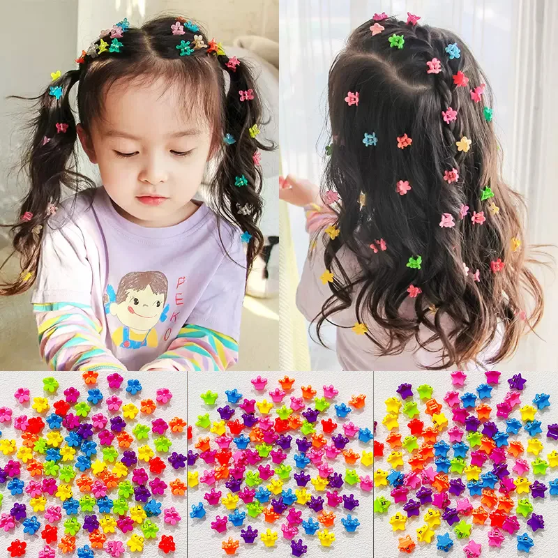 50pcs Girs Cute Colorful Flower Star Crown piccoli artigli per capelli capelli adorabili decorano clip per artigli forcine per bambini accessori per capelli dolci