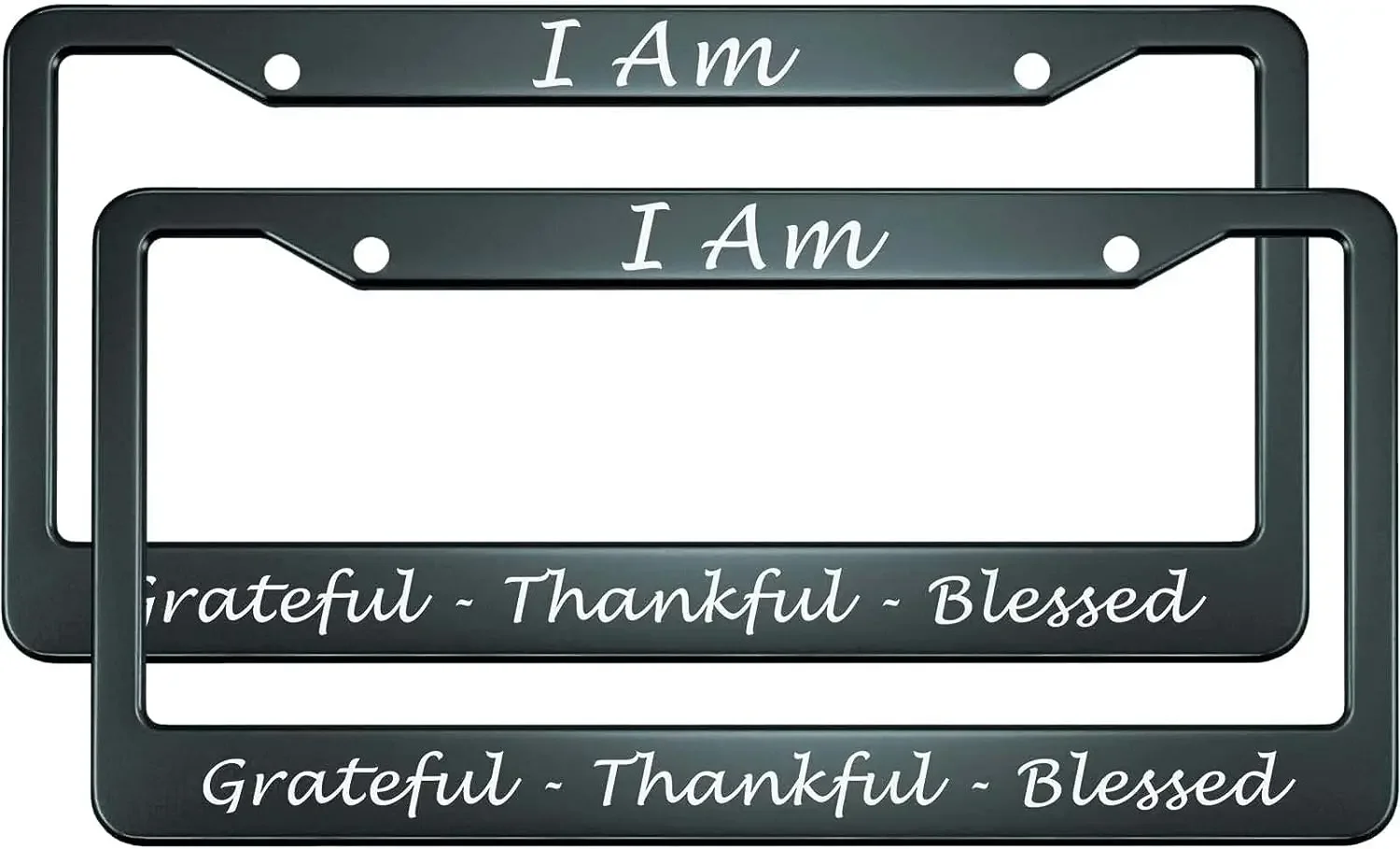 Grateful Thankful Blessed License Plate Frame 2 Pack License Plate Holder with 2 Holes Car Tag Frame for Women Men US Vehicles