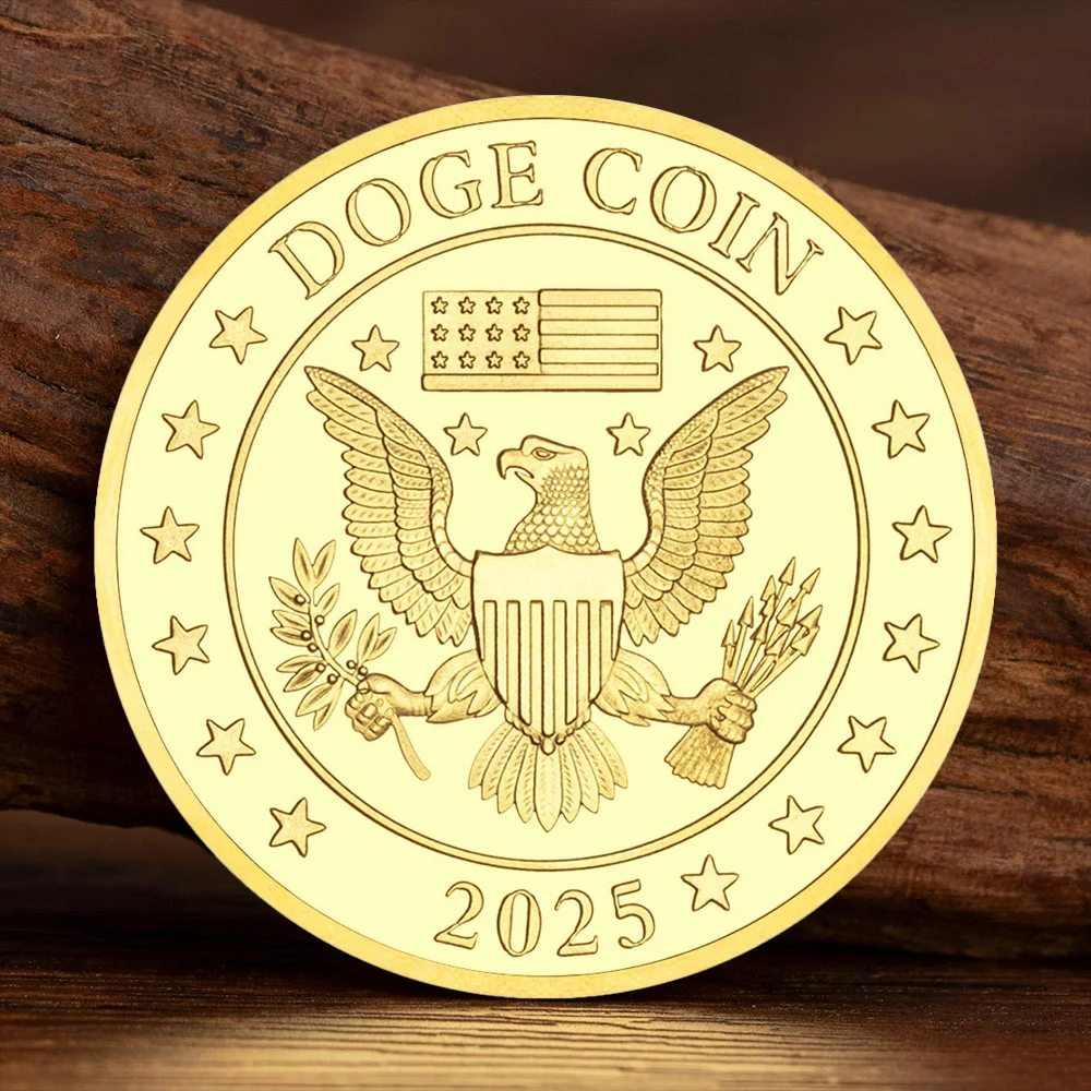 وصل حديثًا لعام 2025 عملة دوجي تذكارية مطلية بالذهب مجموعة النسر الأمريكي دوجي عملات مشفرة
